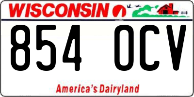 WI license plate 854OCV