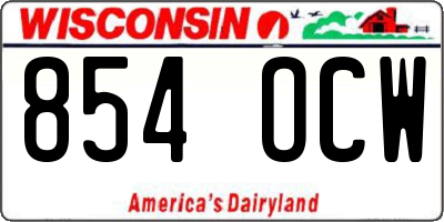 WI license plate 854OCW