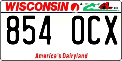 WI license plate 854OCX