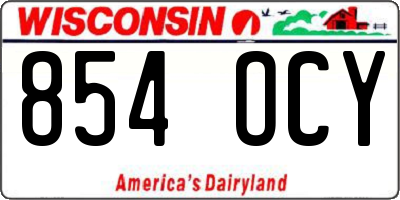 WI license plate 854OCY