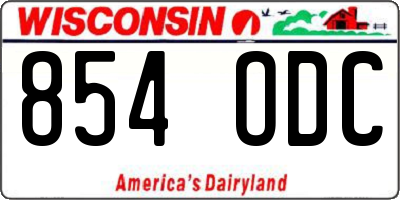 WI license plate 854ODC