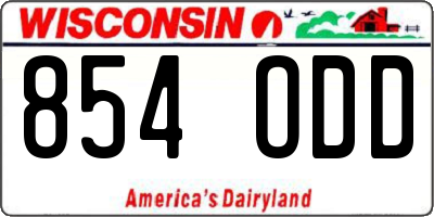 WI license plate 854ODD