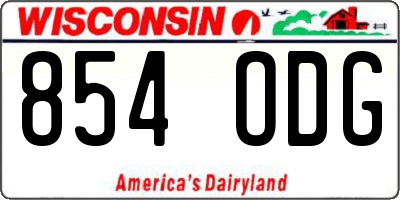 WI license plate 854ODG