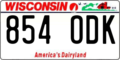 WI license plate 854ODK