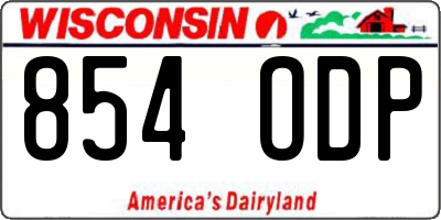 WI license plate 854ODP