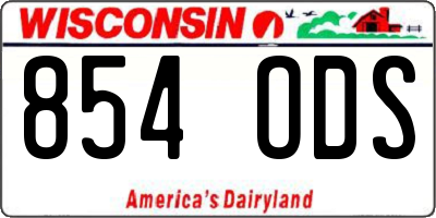 WI license plate 854ODS