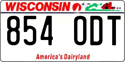 WI license plate 854ODT