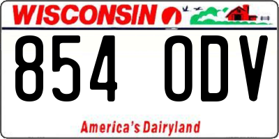 WI license plate 854ODV