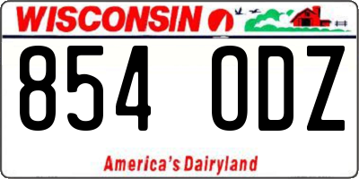 WI license plate 854ODZ