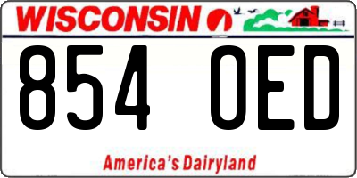 WI license plate 854OED