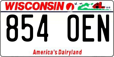 WI license plate 854OEN