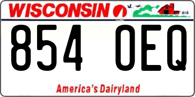 WI license plate 854OEQ