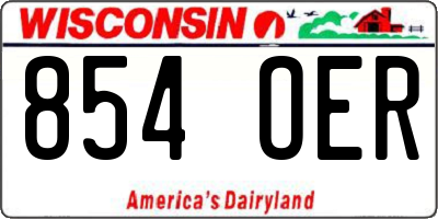 WI license plate 854OER