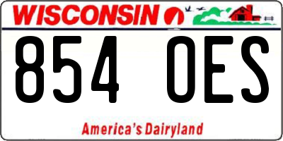 WI license plate 854OES
