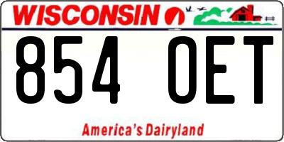 WI license plate 854OET