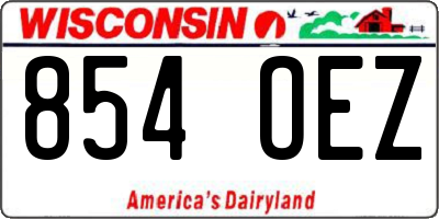 WI license plate 854OEZ