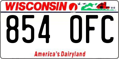 WI license plate 854OFC