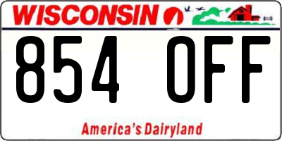 WI license plate 854OFF