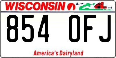 WI license plate 854OFJ