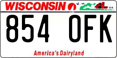 WI license plate 854OFK