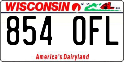 WI license plate 854OFL