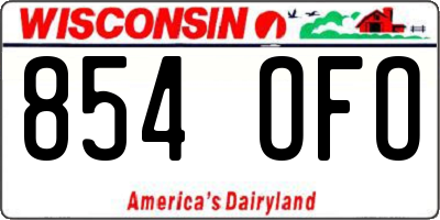 WI license plate 854OFO