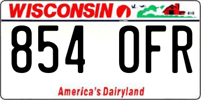WI license plate 854OFR