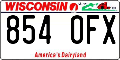 WI license plate 854OFX