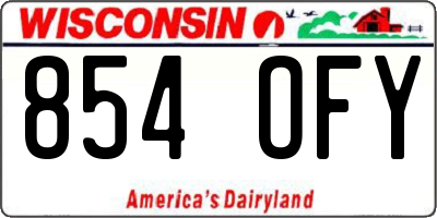 WI license plate 854OFY