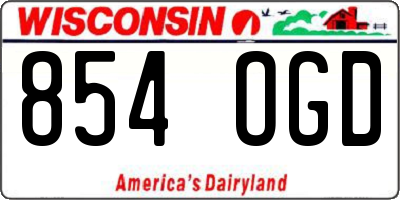WI license plate 854OGD