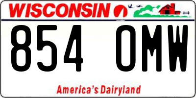 WI license plate 854OMW