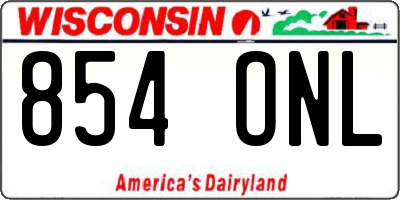 WI license plate 854ONL