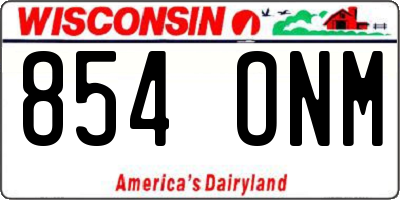 WI license plate 854ONM