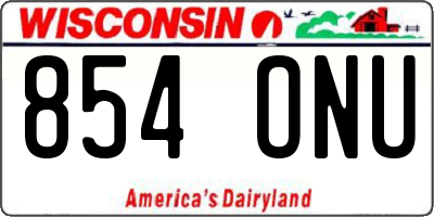 WI license plate 854ONU