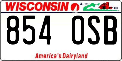 WI license plate 854OSB