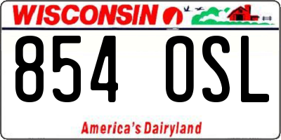 WI license plate 854OSL
