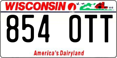 WI license plate 854OTT