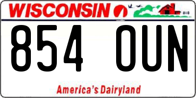 WI license plate 854OUN