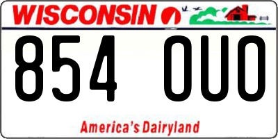 WI license plate 854OUO