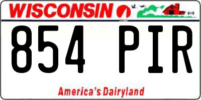 WI license plate 854PIR