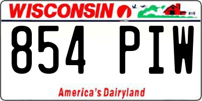 WI license plate 854PIW