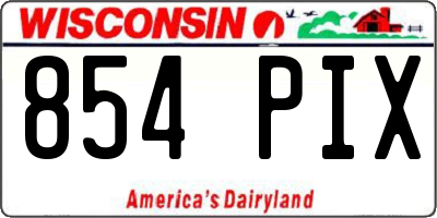 WI license plate 854PIX
