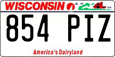 WI license plate 854PIZ