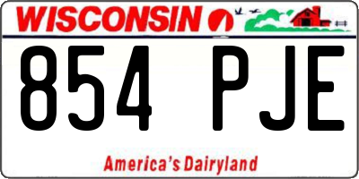 WI license plate 854PJE