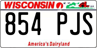 WI license plate 854PJS