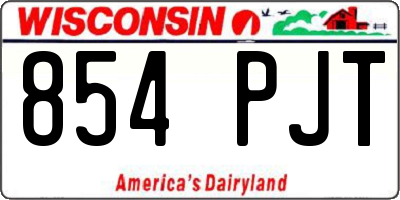 WI license plate 854PJT