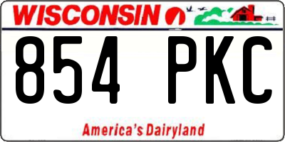 WI license plate 854PKC