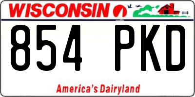 WI license plate 854PKD