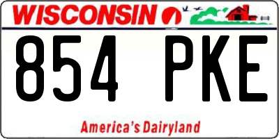 WI license plate 854PKE