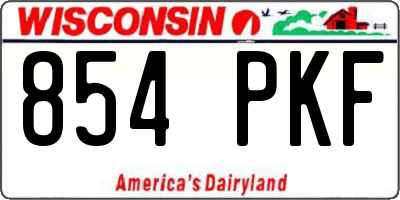 WI license plate 854PKF